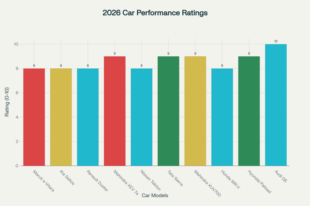 2026 की टॉप 10 कारों का परफॉर्मेंस और वैल्यू कंपेरिजन-Bharati Fast News
