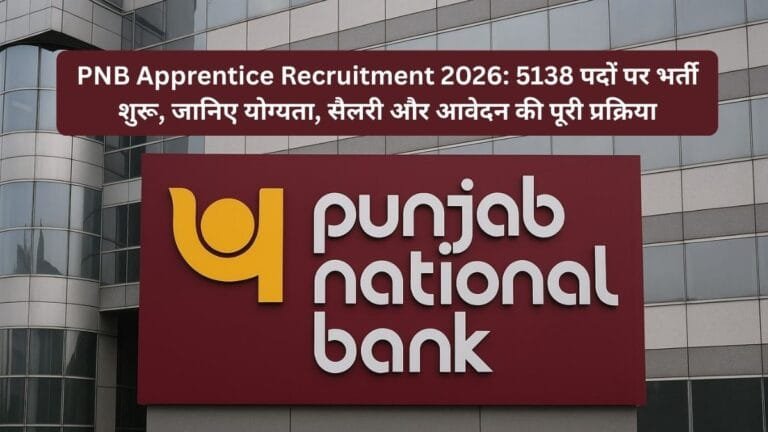 PNB Apprentice Recruitment 2026: 5138 पदों पर भर्ती शुरू, जानिए योग्यता, सैलरी और आवेदन की पूरी प्रक्रिया