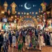 Chand Raat market crowd and crescent moon Eid-ul-Fitr 2026 India