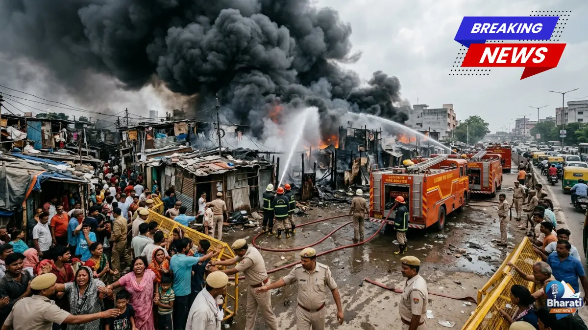 Lucknow Vikas Nagar Slum Fire Incident April 15 2026 Cylinder Blast Bharati Fast News
