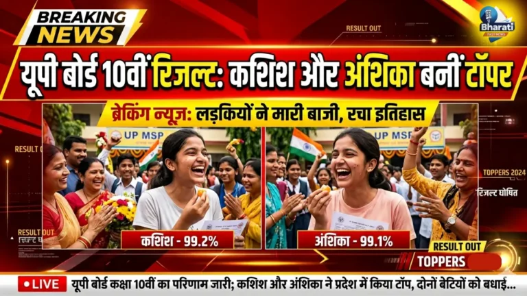 यूपी बोर्ड 10वीं रिजल्ट 2026: कशिश और अंशिका बनीं टॉपर