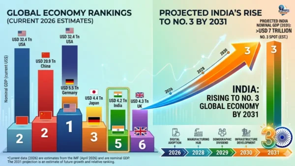 भारत 2025 में छठी सबसे बड़ी अर्थव्यवस्था