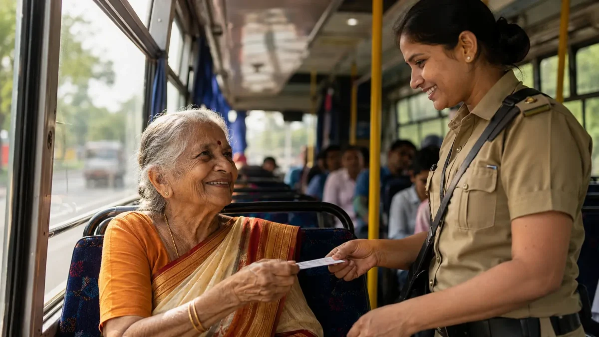 बुजुर्ग महिलाओं की फ्री बस यात्रा
