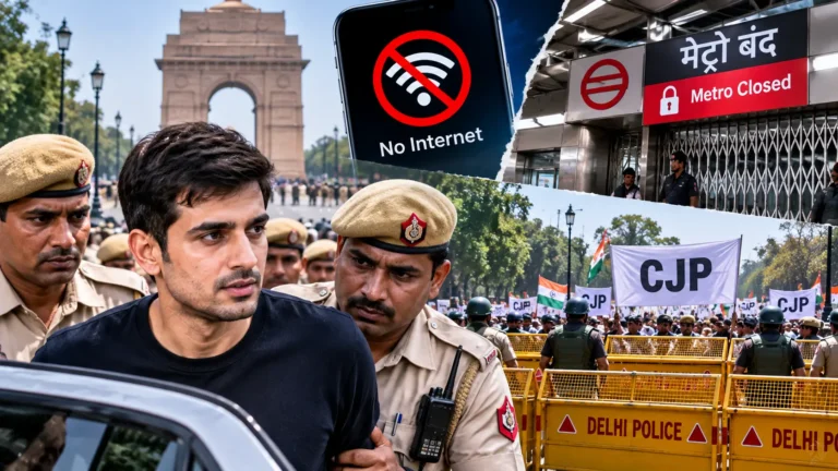 CJP Protest Delhi: 45 मेट्रो स्टेशन बंद, ध्रुव राठी हिरासत में; राजधानी में कड़ी पाबंदियां