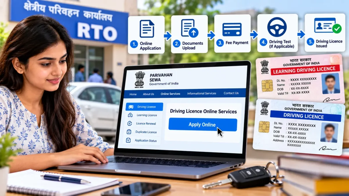 ड्राइविंग लाइसेंस ऑनलाइन आवेदन प्रक्रिया
