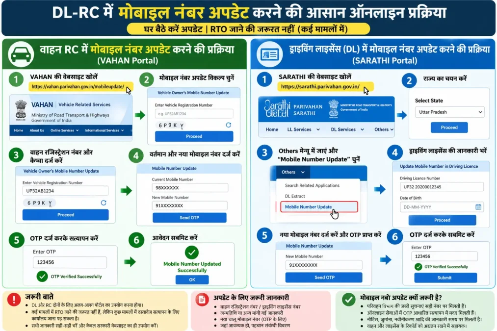 वाहन आरसी मोबाइल नंबर बदलें