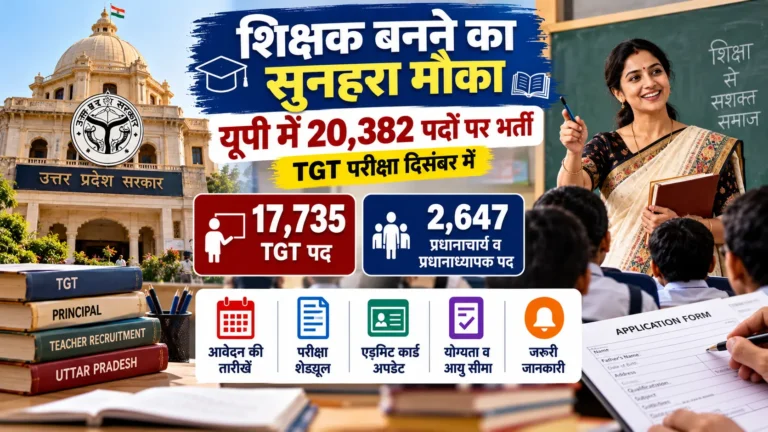 शिक्षक बनने का सुनहरा मौका: यूपी में 20,382 पदों पर भर्ती, TGT परीक्षा दिसंबर में