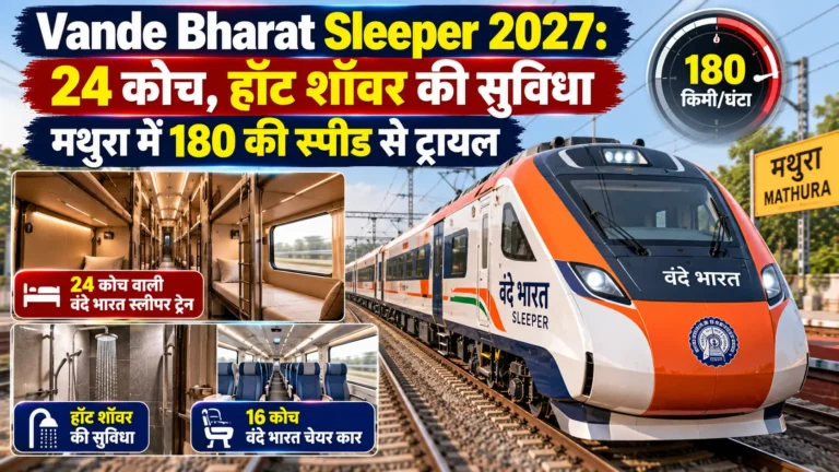 Vande Bharat Sleeper 2027: 24 कोच, हॉट शॉवर की सुविधा; मथुरा में 180 की स्पीड से ट्रायल
