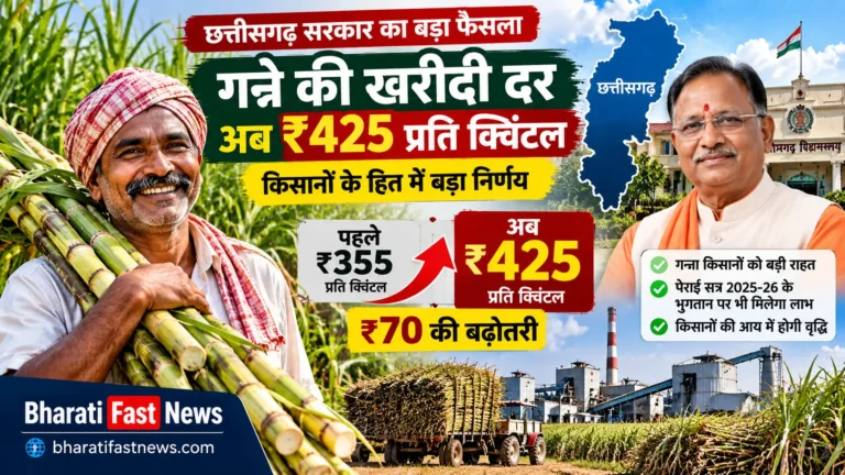 Sugarcane Price Hike 2026: छत्तीसगढ़ में गन्ने का भाव ₹425 प्रति क्विंटल, ₹70 की बढ़ोतरी